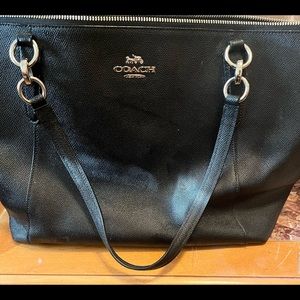 Pre-Loved Coach Tote/Handbag Leather Black w/ Silver Hardware